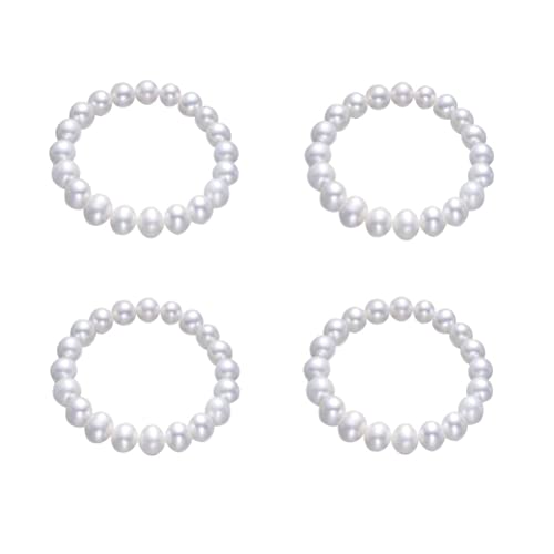 Pingyongchang Elastic Pearl Bracelet Stackable Stretch Bracelet Wedding Accessories Bridesmaid Bracelet 8MM Faux Pearl Bracelet Bridal Party Prom Beaded Bracelet - color: 5pcs