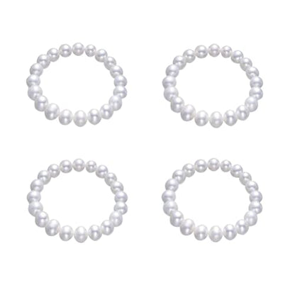 Pingyongchang Elastic Pearl Bracelet Stackable Stretch Bracelet Wedding Accessories Bridesmaid Bracelet 8MM Faux Pearl Bracelet Bridal Party Prom Beaded Bracelet - color: 5pcs