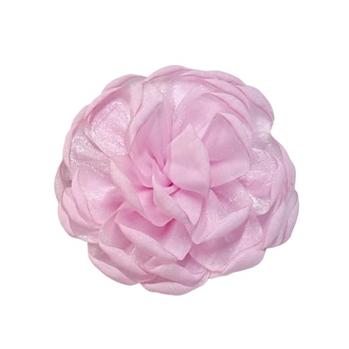 9cm Wedding Fabric Flower Brooch Pin Hair Clip for Women Men Elegant Big Camellia Rose Floral Brooches Lapel Pins Dainty Holiday Party Costume Dress Accessories Jewelry - color: Fushia