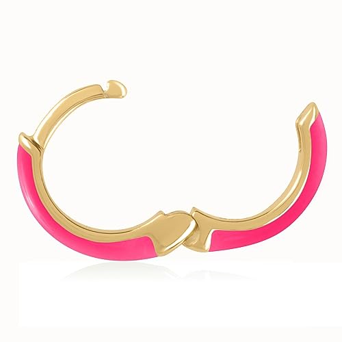14K Gold Plated Sterling Silver Enamel Color Huggie Hoop Earrings for Women – Wide Range of Vibrant Color Options Available - color: Pink ( Light , Neon )