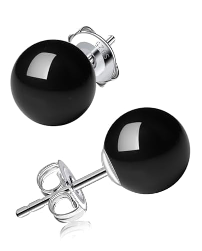 3/4/5/6/8/10/11mm Black Pearl Stud Earrings for Women - 925 Sterling Silver Hypoallergenic Earrings Jewelry Gift - size: 9 mm