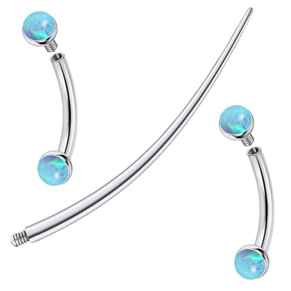 F136 Titanium 16g 6/8/10mm Opal Eyebrow/Rook/Snug/Vertical-Labret/VCH/Snake-Eyes/Anti-Tragus/Christina/Daith/Belly-Button/Bridge/Hood/Surface Curved Barbell Piercing Jewelry for Women Men - color: Blue, size: 8mm=5/16in
