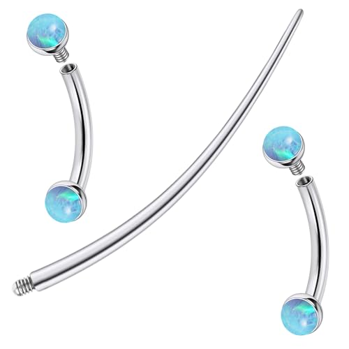 F136 Titanium 16g 6/8/10mm Opal Eyebrow/Rook/Snug/Vertical-Labret/VCH/Snake-Eyes/Anti-Tragus/Christina/Daith/Belly-Button/Bridge/Hood/Surface Curved Barbell Piercing Jewelry for Women Men - color: Blue, size: 8mm=5/16in