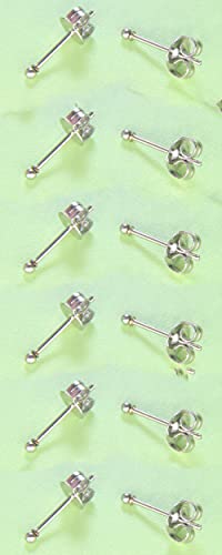 14K Gold Filled Polished Small CZ Pearl Ball Stud Earrings Set for Women Men 20G Surgical Steel Hypoallergenic Piercing Studs for Sensitive Ear, Pack of 6 Pairs - style: S : 1MM Silver Ball Set