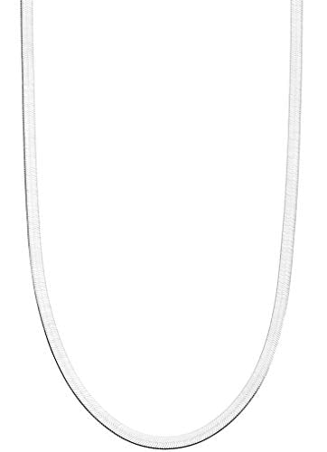 Miabella Italian 925 Sterling Silver, 18K Gold Plated Herringbone Necklace | 3.5mm Flat Snake Chain, Fine Jewelry for Women, Made in Italy - size: Length 30 Inches, style: sterling silver