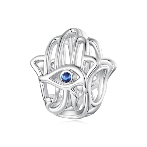 Animal Charms for Bracelets 925 Sterling Silver Bead Charms Bee Butterfly Fox Charm Fits Bracelets and Necklaces Cute Charms for Women - color: Hamsa Hand