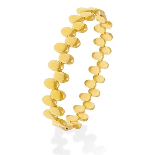 Chunky Gold Silver Bangle Bracelet for Women | Trendy, Minimalist, Oval Beads, Non Tarnish, Adjustable Bracelets, Prom, Party Jewelry Gift - color: Gold