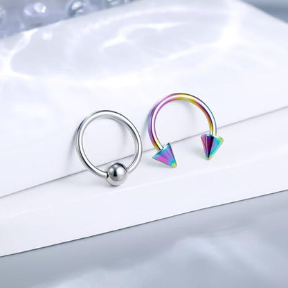 12G & 16G Septum Rings - Surgical Steel Septum Piercing Jewelry Horseshoe & Snake Bite Rings, Daith Rook Earrings for Women & Men - color: 14G 12MM