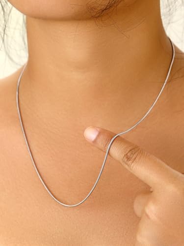 FOCALOOK Snake Chain Necklace, 1/1.2/1.5/2mm 14K Gold Plated Womens Chains | Hypoallergenic Stainless Steel Chain, Non Tarnish Rose Gold/Silver/Black Plated Finish, 14-30" Length for Everyday Layering - color: 1.2mm-Silver, size: 30 Inches