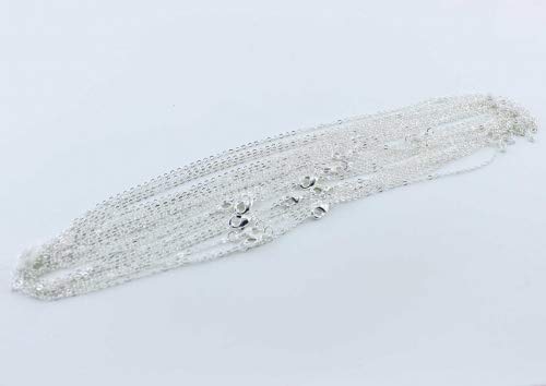 ALEXCRAFT Wholesale 12 PCS Silver Plated Solid Brass Flat Cable Chains | Bulk for Jewelry Making (18 Inch(1.5MM)) - color: Silver, size: 18 inch-0.059 inch