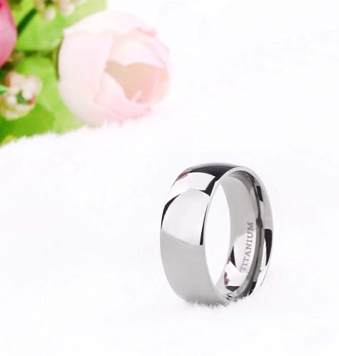 TIGRADE 2mm 4mm 6mm 8mm 10mm Titanium Ring Plain Dome High Polished Wedding Band Comfort Fit Size 3-15 - color: Silver 8mm