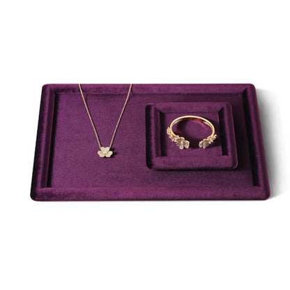 Velvet Jewelry Display Tray for Ring Earrings Necklace Bracelet Flat Tray - color: Purple, size: 12.99 × 9.06 in