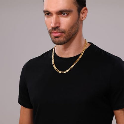 Monily 24K Gold Plated Figaro Chain Stainless Steel Necklace Men Women - color: 24K Gold Plated 12mm
