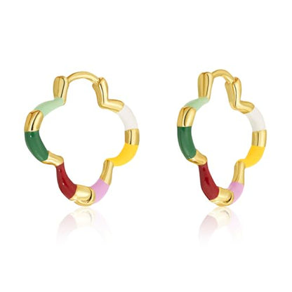 Milan Chiva 14K Gold Plated Small Huggie Dangle Earrings | Lightweight Trendy Heart Dainty Jewelry Hypoallergenic Chunky Gold Hoops Earrings Jewelry Mothers Day Gift for Women - color: I-Multi-Red