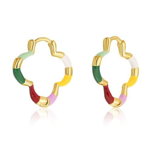 Milan Chiva 14K Gold Plated Small Huggie Dangle Earrings | Lightweight Trendy Heart Dainty Jewelry Hypoallergenic Chunky Gold Hoops Earrings Jewelry Mothers Day Gift for Women - color: I-Multi-Red