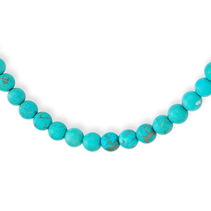 Bling Jewelry Simple Classic Hand Knotted Created Semi Precious Gemstone Round Ball 10MM Bead Strand Choker Collarbone Necklace Western Jewelry For Women Toggle Clasp 15 17 19 Inch - color: Aqua Turquoise