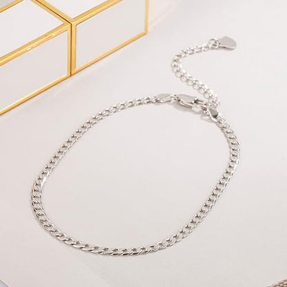 Dankadi 925 Sterling Silver Anklets Bracelet Women/Men Waterproof Simple Durable Chopin Chain/Cuban Link/Figaro/Box/Twist Rope Chain For Beach Foot Jewelry Gift - color: 4MM Blade Chain, size: 27cm