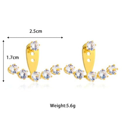 Rhinestone Star Jacket Statement Earrings for Women,14K Gold Cubic Zirconia Climber Stud Jewelry Party Prom Fashion Cartilage Earring Gifts - style: B