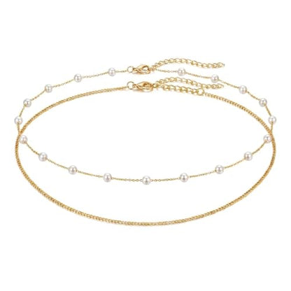 Alloy Waist Chain for Women, Adjustable Body Chain Belt, Layered Bikini Belly Chain, Jewelry for Beach Wear, Summer, Wedding, Festival, Party and Concert - color: Layered Pearl Chain