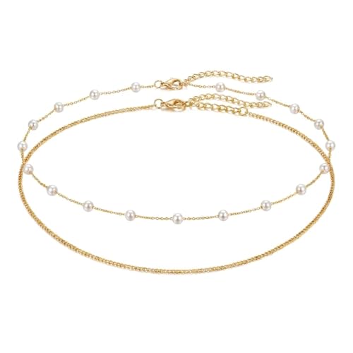 Alloy Waist Chain for Women, Adjustable Body Chain Belt, Layered Bikini Belly Chain, Jewelry for Beach Wear, Summer, Wedding, Festival, Party and Concert - color: Layered Pearl Chain