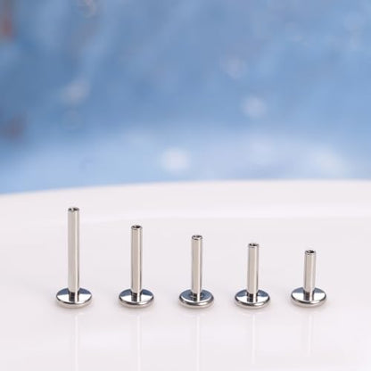 limerencia 16G/18G Hypoallergenic Internal Threaded Titanium Bar Post Replacement,Flat Back Stud Earrings Post Medusa Helix Couch Labret Bar for Women Men Sensitive Ears(A Pair) - color: silver tone, size: 16G-5mm