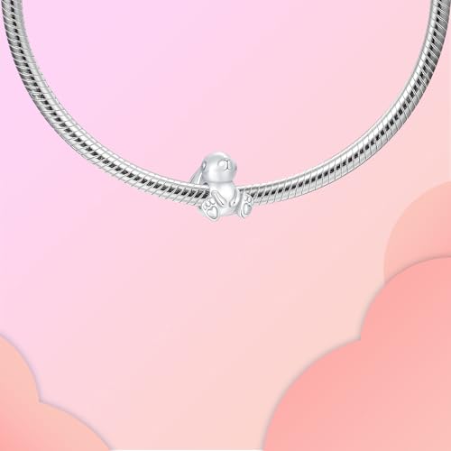 LUXILLA Charms for Bracelets & Necklace 925 Sterling Silver Charms Elephant Happy Birthday Charm Fit for Valentine's Day Mother's Day Jewelry Gift for Women - color: Easter Cute Bunny Charm
