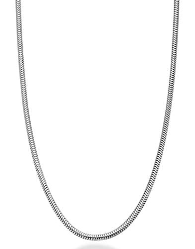 Miabella Italian 925 Sterling Silver Round Snake Chain Necklace Women Men | 1.5mm, 2mm, 2.5mm, Fine Jewelry, Made in Italy - size: Length 18 Inches, style: 2.0mm