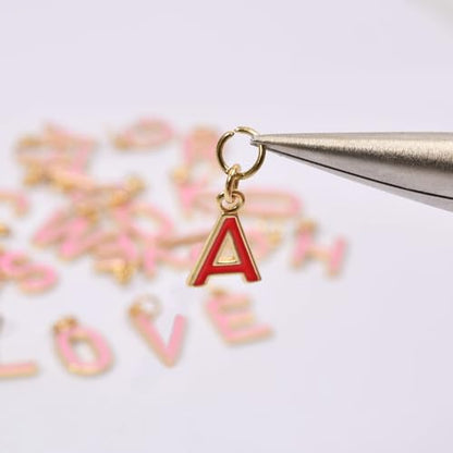 18K Gold Filled A-Z Alphabet Letters Charms,26Pcs Initial A-Z Alphabet Charms,Bracelet Necklace Earrings Charms for DIY Jewelry Making - color: Red
