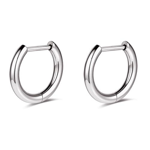 AOEDEJ G23 Titanium Black/Steel Gray/Gold Hoop Earrings 18G Small Huggie Hoop Earrings 8mm/10mm/12mm Cartilage for Sensitive Ears for Multiple Piercing Cartilage Hoop Earring Stack Jewelry - style: D shape-12mm