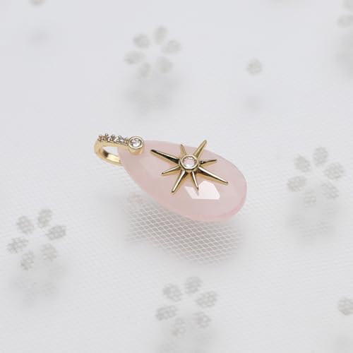 LE SKY Natural Stone Pendants Healing Crystal Gemstones with Rhinestone Charms for jewelry Making Necklace DIY Craft Gift - color: tear drop