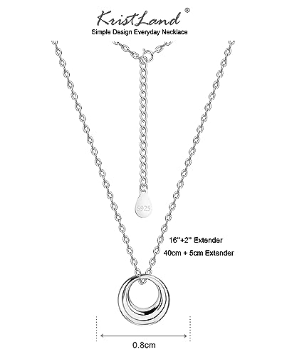 S925 Silver Women's Bar Necklace/Double Circle Layered Y Necklace Chain Adjustable Long/Tiny Pendant Chain Choker for Lady Gift - style: Open Circle