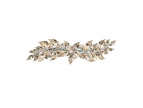 Faship Gorgeous Champagne Rhinestone Crystal Small Flower Barrette Clip - color: Champagne?