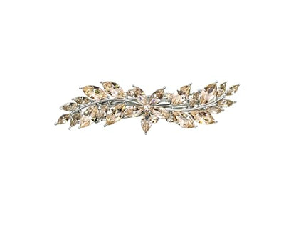 Faship Gorgeous Champagne Rhinestone Crystal Small Flower Barrette Clip - color: Champagne?