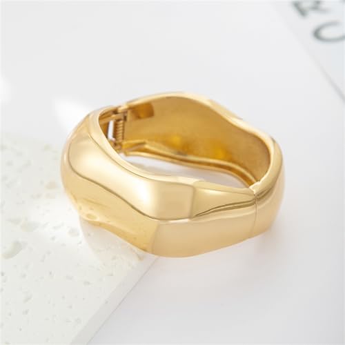 YMBYCM Gold Chunky Bangle Bracelets for Women | Trendy Wide Chunky Cuff Bracelets Wrap Bracelet Fashion Jewelry Accessories - color: D-G