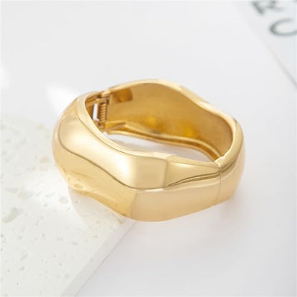 YMBYCM Gold Chunky Bangle Bracelets for Women | Trendy Wide Chunky Cuff Bracelets Wrap Bracelet Fashion Jewelry Accessories - color: D-G