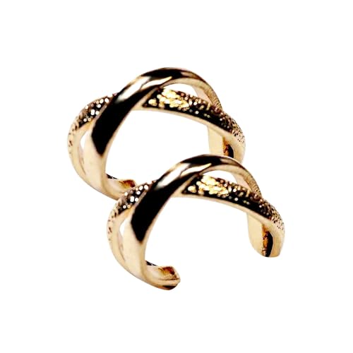 Hoop Invisible Clip On Earrings for Women Not Pierced Gold Small Twisted Hoop Comfortable Silver Large Clip On Earrings - color: Textured Cross Hoop Gold