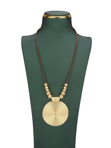 Bohemian Necklaces for Women Long Leather Necklace with Large Pendant Chunky Boho Hippie Jewelry Pendant Chocker Necklace - style: Bohemian Style Necklace