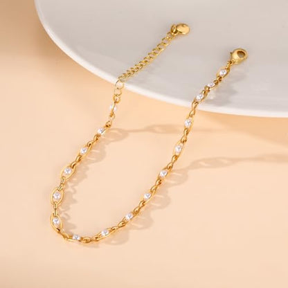 Gold Pearl Bracelet for Women, 18K Gold Plated Dainty Pearls Beaded Chain Bracelet Jewelry Gifts for Women - color: A-Gold 1