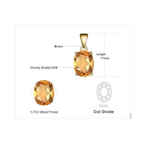 JewelryPalace Natural Gemstone Garnet Peridot Amethyst Citrine Blue Topaz Birthstone Solitaire Pendant Necklace Jewelry Set, 14k Gold Plated 925 Sterling Silver Necklaces for Women, 18 Inch Box chain - color: E-Yellow Gold Plated Brass-Crystal