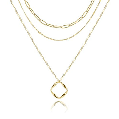 Layered Necklaces for Women | 14K Gold Plated Stackable Choker Necklace Set - Dainty Jewelry Gift - style: 3PCS-Gold twist circle layered necklaces