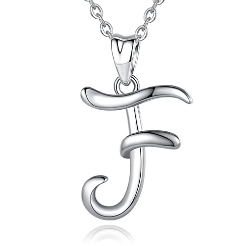 EUDORA Sterling Silver Initial Necklaces for Women, Classic 26 Letter Neckless Gifts for Girls, Sister, Mother Daughter, 18 inch Chain - style: F