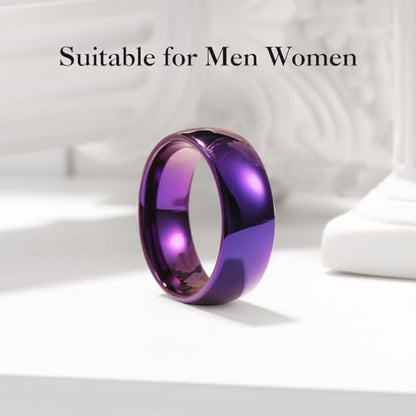 King Will Men's Women's Tungsten Carbide Ring 24k Gold Plated Rose Gold Plated Domed Polished Finish Wedding Band | Gold/Rose Gold, 1.5mm/2mm/4mm/6mm/8mm, Polished, Everyday Wear - color: Purple 8mm
