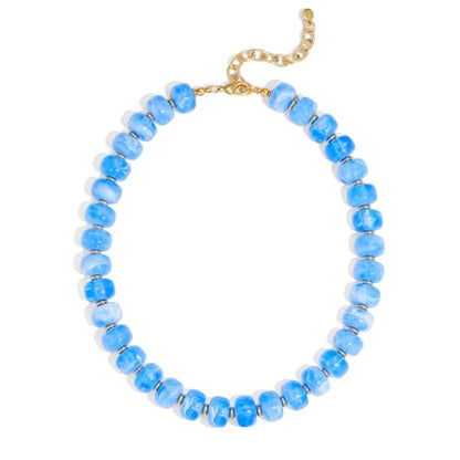 Beaded necklace for Women Boho Bead Gemstone Chunky Necklace Big Bead Necklace Fashion Trendy Summer Necklaces Jewelry Gifts - color: Light Blue