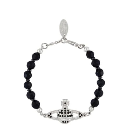 Dreuyet Saturn Pearl Necklace and Earrings Set Crystal Planet Earrings Dainty Artificial Pearl Choker Necklace Charm Gifts for Mum Wife Wedding Birthday Anniversary - color: Black with Bracelet
