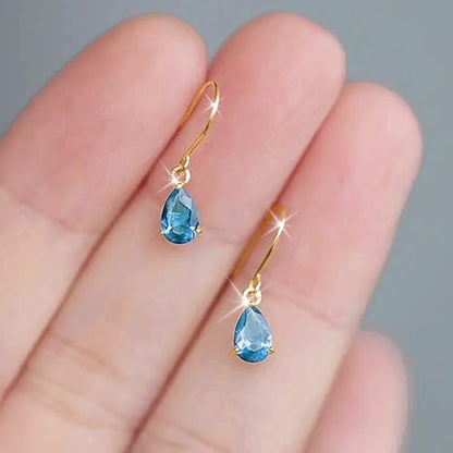 Dainty Drop Earrings with Pear CZ for Women Romantic Jewelry - color: E5413