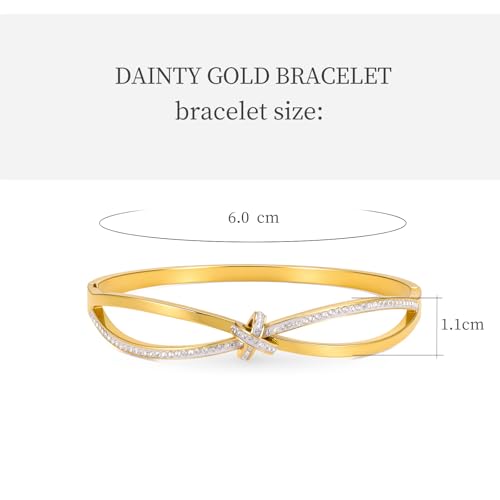 hotoo Gold Plated Bangle Bracelet for Women - style: Twisted Crystal Knot