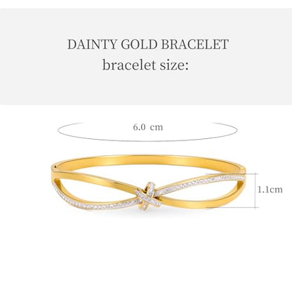 hotoo Gold Plated Bangle Bracelet for Women - style: Twisted Crystal Knot