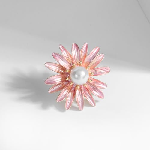 Rhinestone Flower Pin Camellia Drop Oil Brooch Big Large Rose Bouquet Brooch Pin Pearl Daisy Peony Brooch Lapel Pins Elegant Clothing Hat Bag Skirt Accessories for Women - color: Daisy