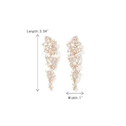 Crysdue Simulated Pearl Earrings for Women, Dainty Silver/Gold/Rose Gold Plated Cubic Zirconia Drop Dangle Earrings Wedding Jewelry for Bride Bridesmaid - style: F_Crystal+pearl, gold