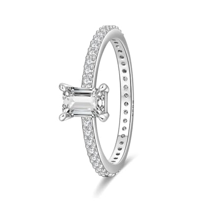 KUNSIR 925 Sterling Silver Rings Classic Cubic Zirconia Eternity Promise Statement Anniversary Wedding Bands Engagement Rings for Women Infinity Forever Love Ring Size 7-9 - style: Minimalist Diamond Ring